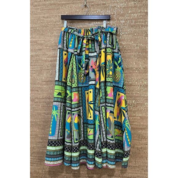 Cato Skirt Womens 22/24W Geometric Pull On Maxi Boho Tropical Beachy - Picture 1 of 7